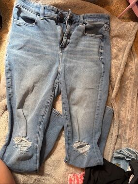 American Eagle Outfitters Light Blue High Rise Distressed Jeans